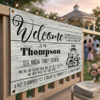 Family Reunion Banner - Rustic White Washed Wood