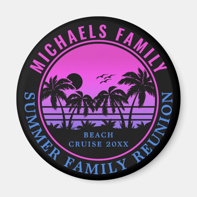Family Reunion Beach Cruise Sunset Vacation 60s Magnet (Front)