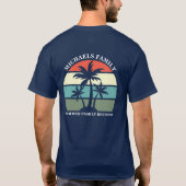 Family Reunion Beach Palm Tree Sunset Pocket Name T-Shirt (Back)