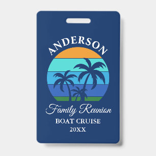 Family Reunion Beach Palm Trees Blue Cruise Badge