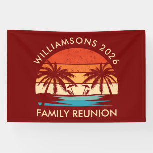 Family Reunion Beach Party Retro sunset Banner