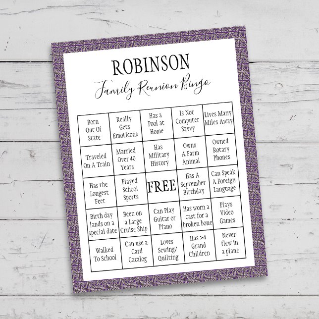 Family Reunion Bingo Game Purple Tile (Creator Uploaded)