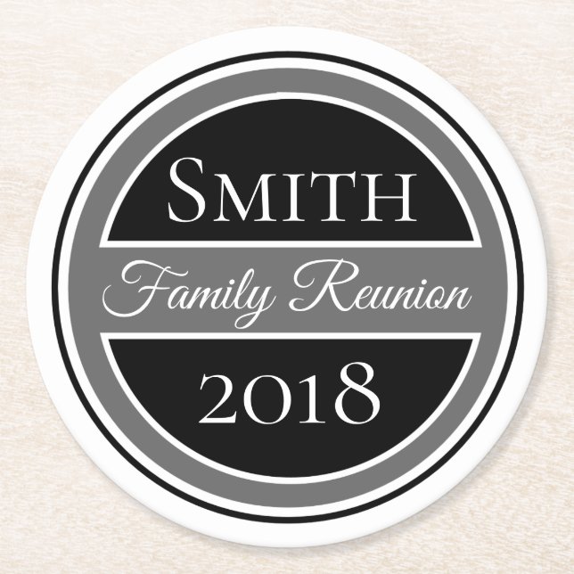 Family Reunion Black Badge Round Paper Coaster (Front)