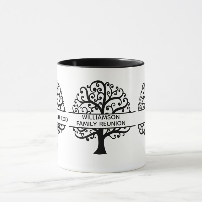 Family Reunion Black Family Tree Modern Drawing Mug (Center)