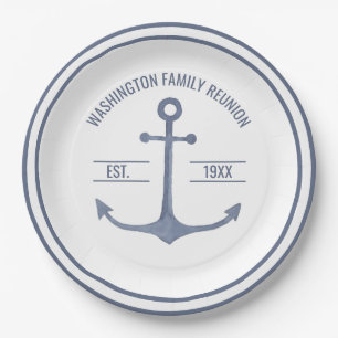 Family Reunion Blue Anchor Party Plate