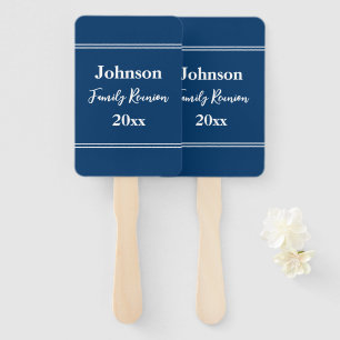 Family Reunion Blue and White Name Year Template Hand Fan