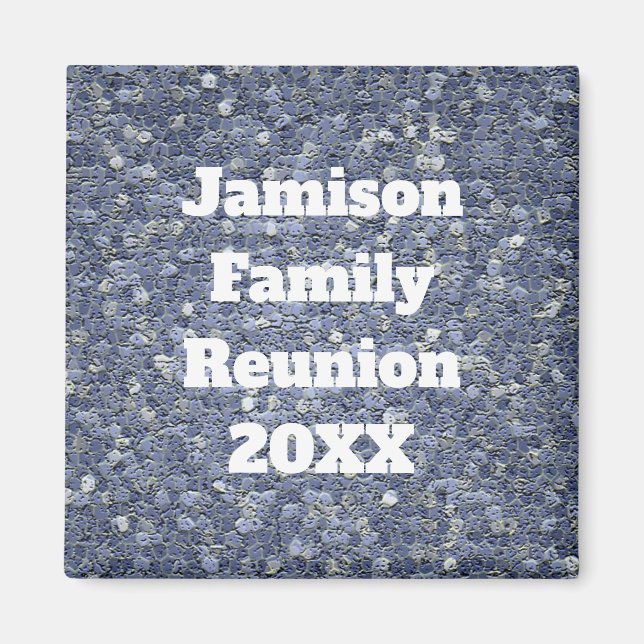 Family Reunion Blue Gray Mosaic Tile Keepsake Magnet (Front)