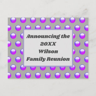Family Reunion Blue Purple Polka Dot Invitation Postcard