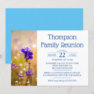 Family Reunion Blue Wildflowers Invitation