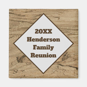 Family Reunion Brown Wood Grain Keepsake Magnet