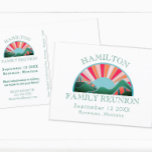 Family Reunion Camp Save The Date Postcard<br><div class="desc">With a colourful mountain landscape design this save the date is perfect for your next family reunion. The details can be customized using the personalization feature.</div>