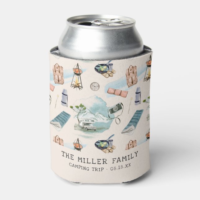Family Reunion Camping Road Trip Personalized Can  Cooler (Can Front)