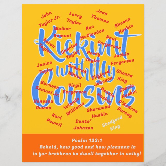 Family Reunion Card Stock Sheet for Jean (Front)