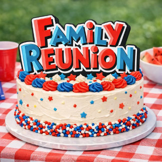 Family Reunion Celebration Cake Square Sticker