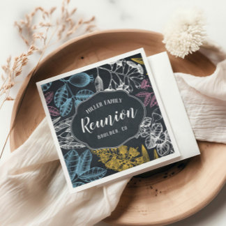Family Reunion Chalk Vintage Floral Paper Napkin