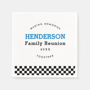 Family Reunion Chequered Black And White Retro Napkin