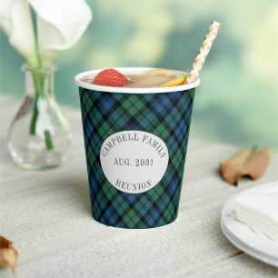 Family Reunion Clan Campbell Tartan Plaid Custom Paper Cups