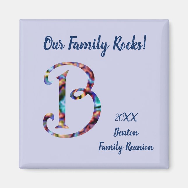 Family Reunion Colourful Tie-Dye Letter B Monogram Magnet (Front)