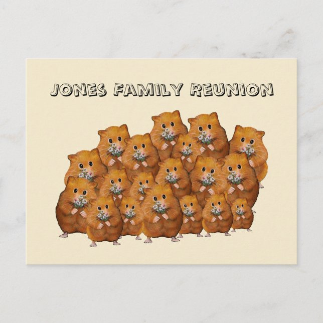 Family Reunion, Crowd of Cute Hamters, Daisies Postcard (Front)