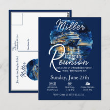 Family Reunion Cruise Ship Blue & White Invitation
