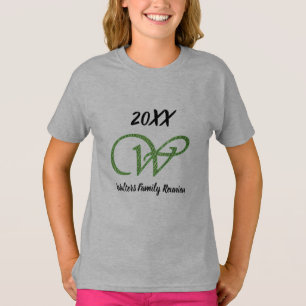 Family Reunion Cursive Green Letter W Monogram T-Shirt