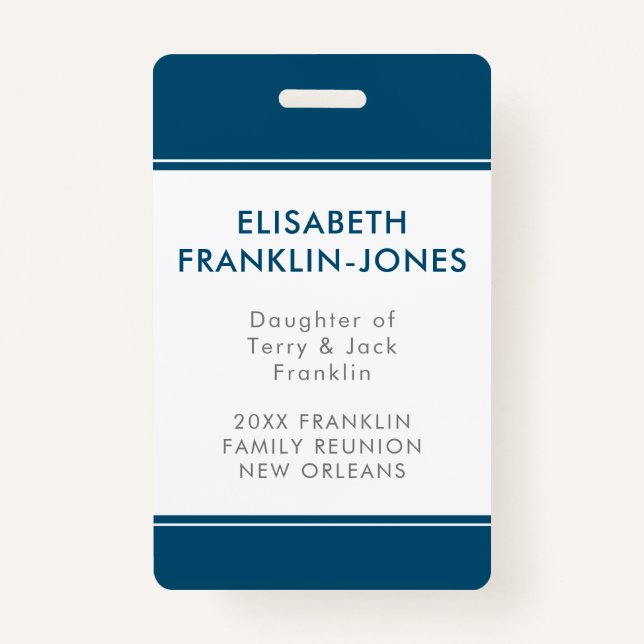 Family Reunion Custom Colour and Texts Badge (Front)