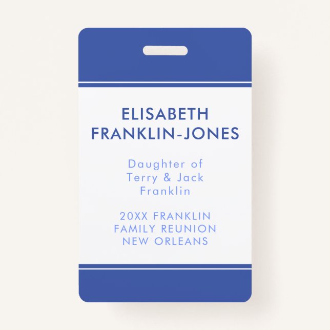 Family Reunion Custom Colour and Texts Badge (Front)