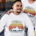 Family Reunion Custom Cool Fall Sunset Long Sleeve T-Shirt<br><div class="desc">Cool custom family reunion long sleeve t-shirts for an autumn get-together with cousins, aunts, uncles, and grandparents. Order matching long sleeved tees for the whole crew with your last name and year in green surrounding the beautiful fall sunset image over the mountains and trees. Great personalized group camping trip clothes...</div>
