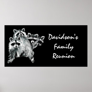 Family Reunion Custom Funny Sign Cute Raccoon