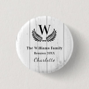Family reunion custom monogram name 1 inch round button