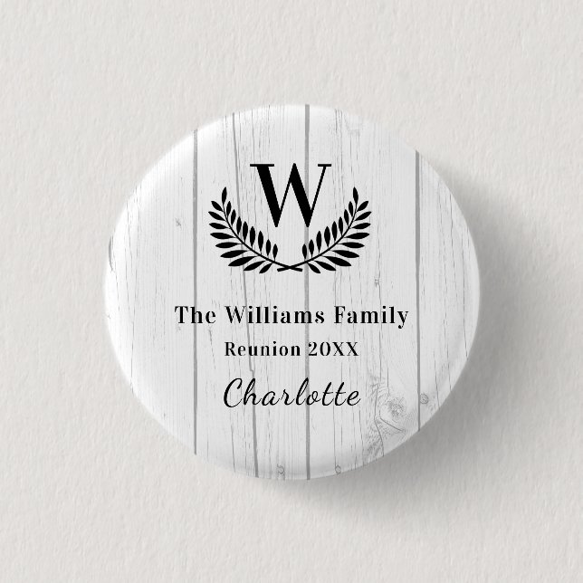 Family reunion custom monogram name 1 inch round button (Front)