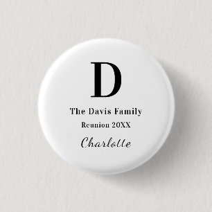 Family reunion custom monogram name year   1 inch round button