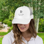 Family reunion custom monogram name year trucker hat<br><div class="desc">Personalize and add your monogram letter,  family name,  and family reunion year.  Grey coloured letters. 
This cap is also available in our store with 3 photos in addition to the monogram.</div>