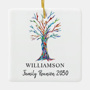 Family Reunion Custom Name Family Tree Ceramic Ornament