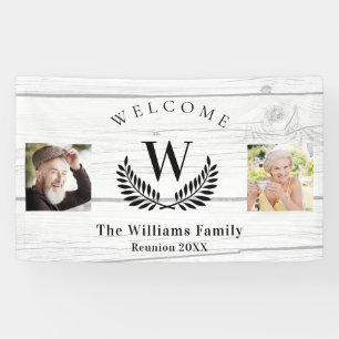 Family reunion custom photo monogram welcome banner