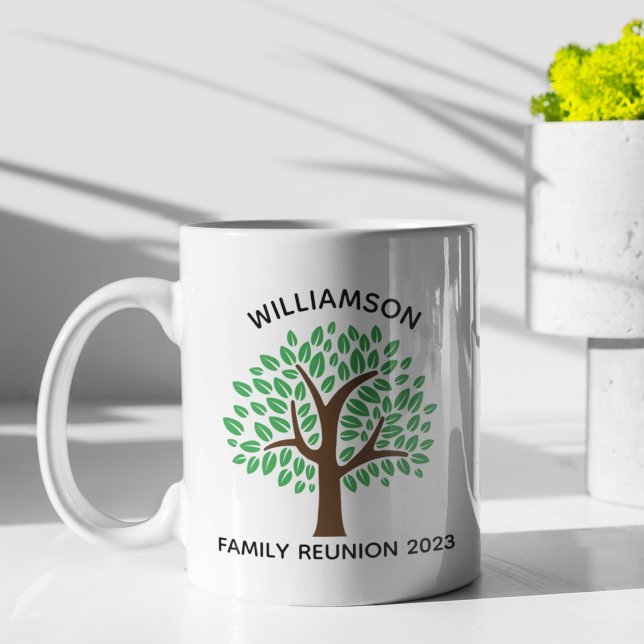 Family Reunion Cute Green Tree Custom Keepsake Coffee Mug (Creator Uploaded)