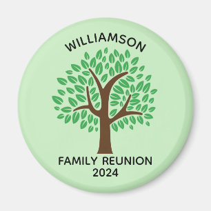 Family Reunion Cute Green Tree Custom Keepsake Magnet