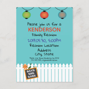 Family reunion design announcement postcard