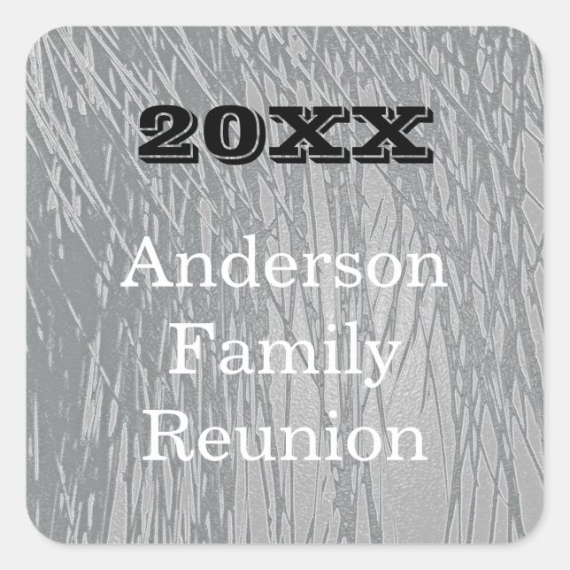 Family Reunion Elegant Silver Lines Abstract Event Square Sticker (Front)