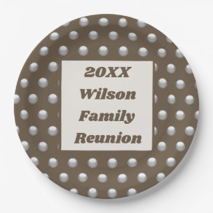 Family Reunion Elegant Silver Polka Dot Pattern Paper Plate