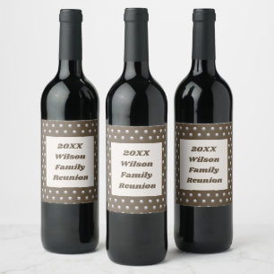 Family Reunion Elegant Silver Polka Dot Pattern Wine Label