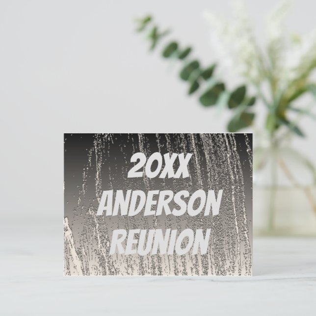 Family Reunion Elegant Silver Stripes Invitation Postcard (Standing Front)