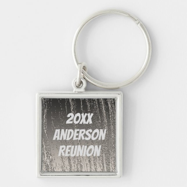 Family Reunion Elegant Silver Stripes Keepsake Keychain (Front)