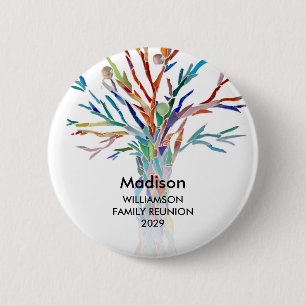 Family Reunion Family Tree Custom Name Badge 2 Inch Round Button