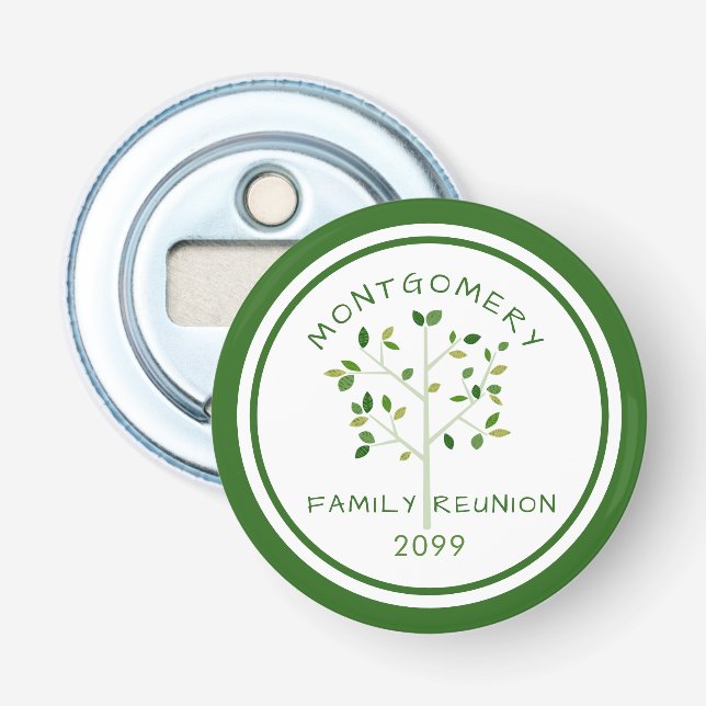 Family Reunion Family Tree Green Personalized Bottle Opener (Front)
