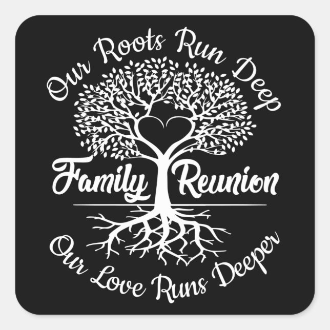 Family Reunion Family Tree Heart Square Sticker (Front)