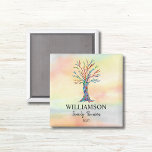 Family Reunion Family Tree  Magnet<br><div class="desc">These colourful Family Reunion Magnets are decorated with a mosaic family tree in the colours of the rainbow on a watercolor background. Customize them with your family name and the year. Use the Customize Further option to change the text size, style or colour if you wish. Because we create our...</div>