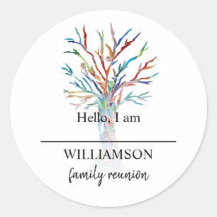 Family Reunion Family Tree Name  Classic Round Sticker