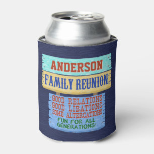 Family Reunion Funny Wooden Sign   Add Name Can Cooler