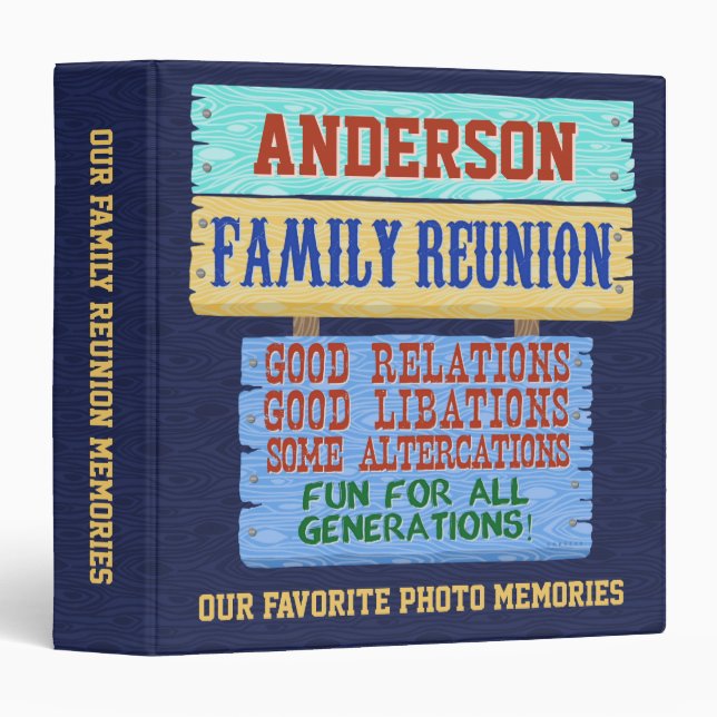 Family Reunion Funny Wooden Sign | Photo Memories Binder (Front/Spine)